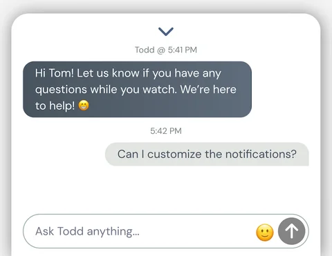 A personalized welcome message in eWebinar chat