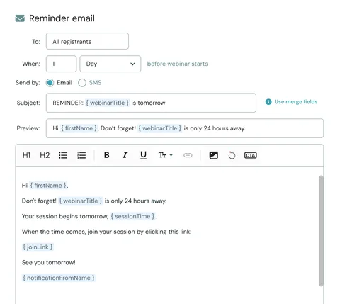 notifications - editor