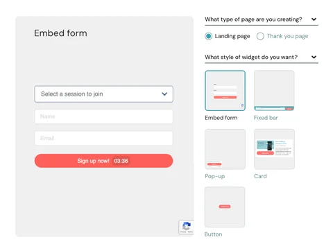 eWebinar registration widgets