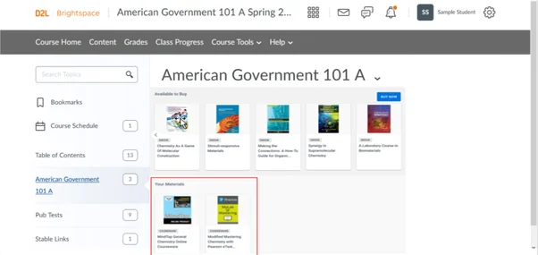 D2L dashboard