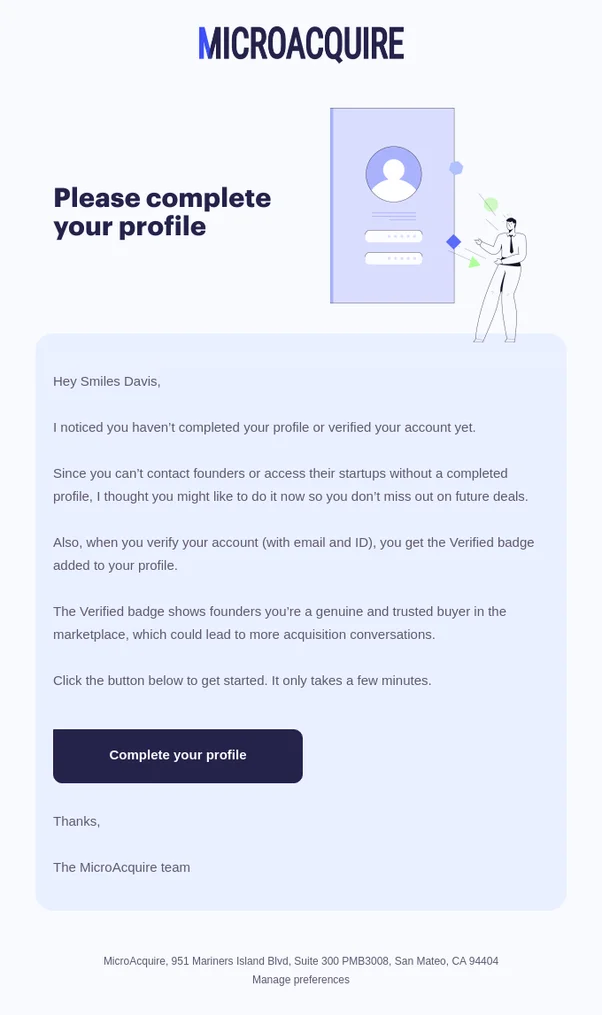 MicroAcquire email example