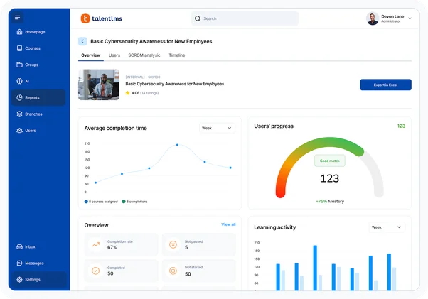 TalentLMS dashboard