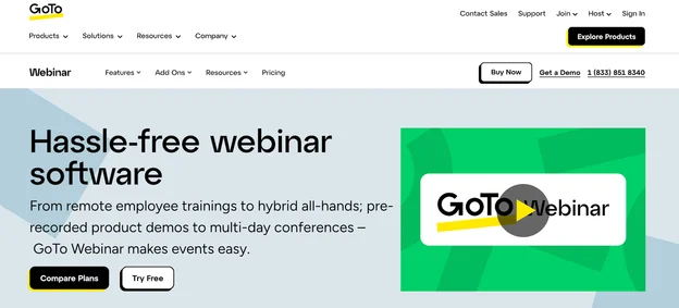 GoTo Webinar homepage: Hassle-free webinar software