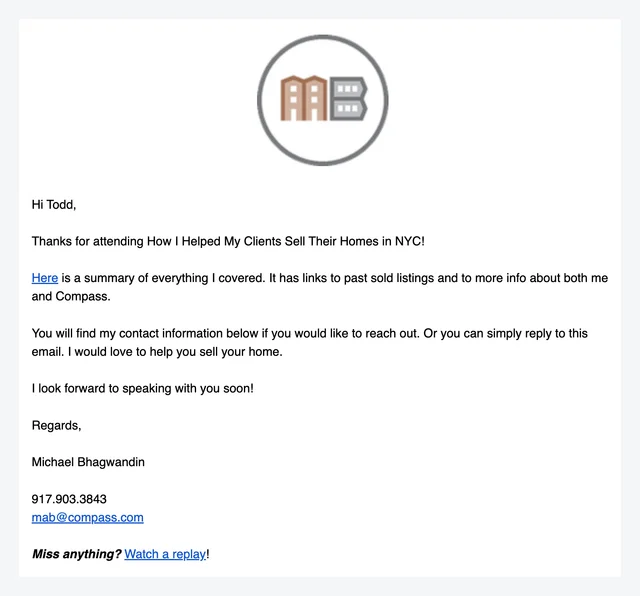 Seller lead magnet follow-up email