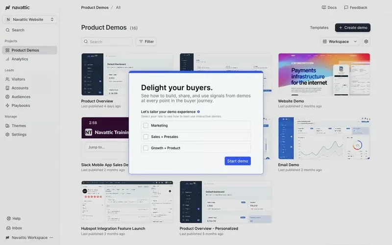 eWebinar interactive demo platform showing webinar registration flow