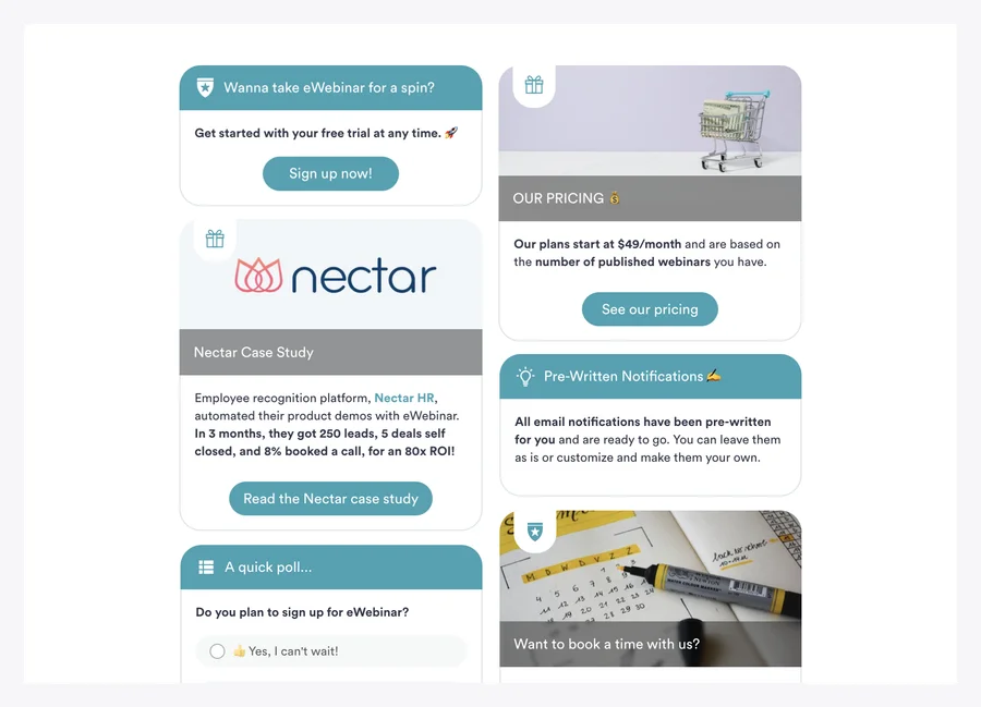 Interactions for on-demand demo in eWebinar