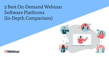 Graphic of man presenting in an on-demand webinar surrounded by attendees