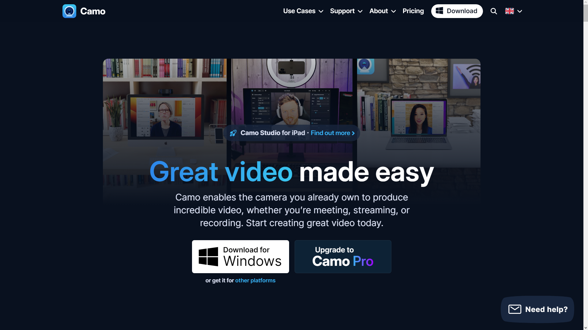 Camo-homepage