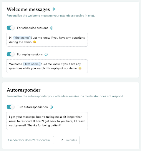 Configure chat