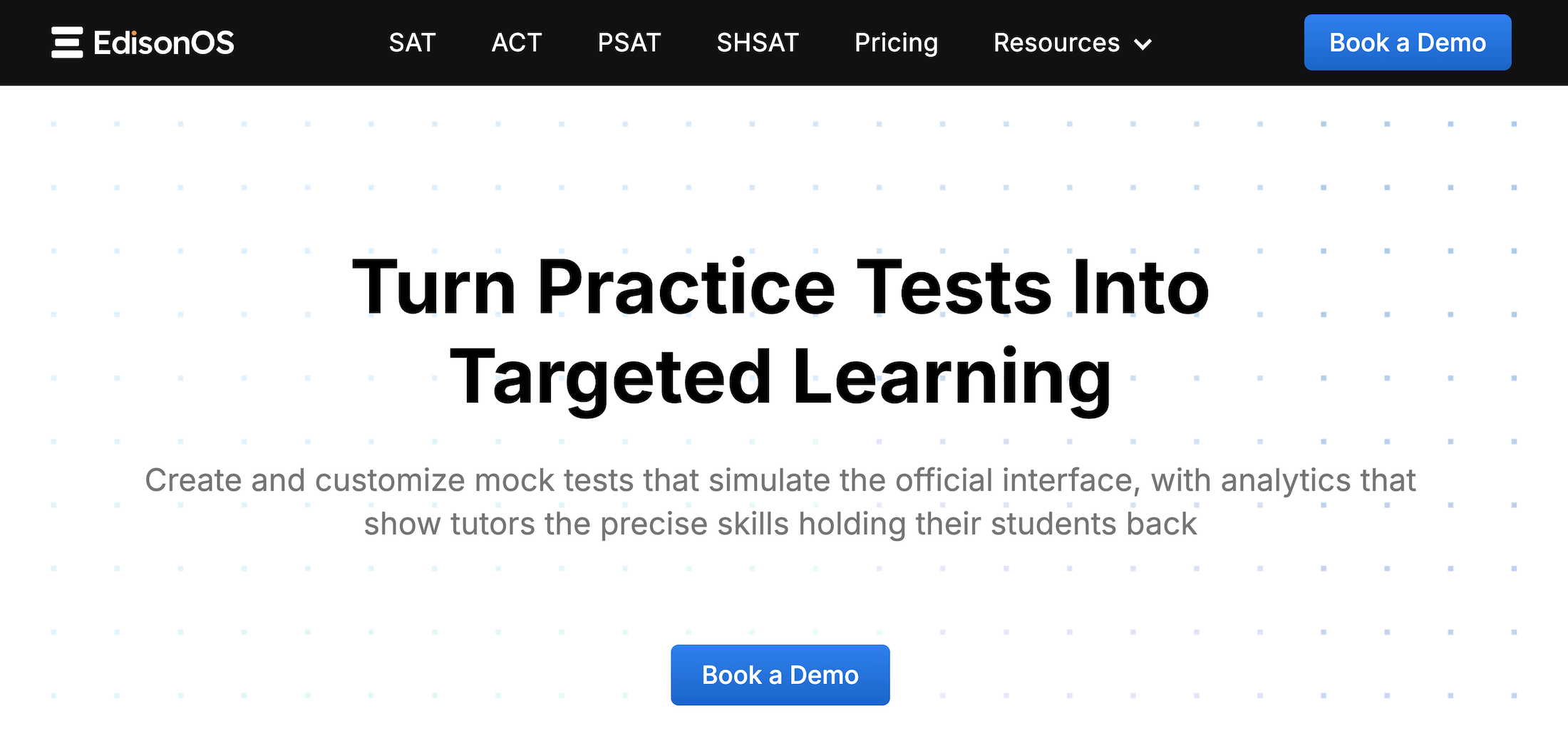 EdisonOS homepage: Turn Practice Tests into Targeted Learning