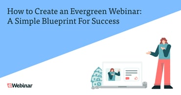 Woman presenting in an evergreen webinar on a laptop with cash coming out the side