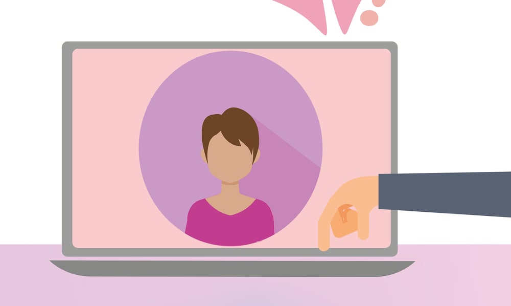 Graphic of woman hosting a webinar