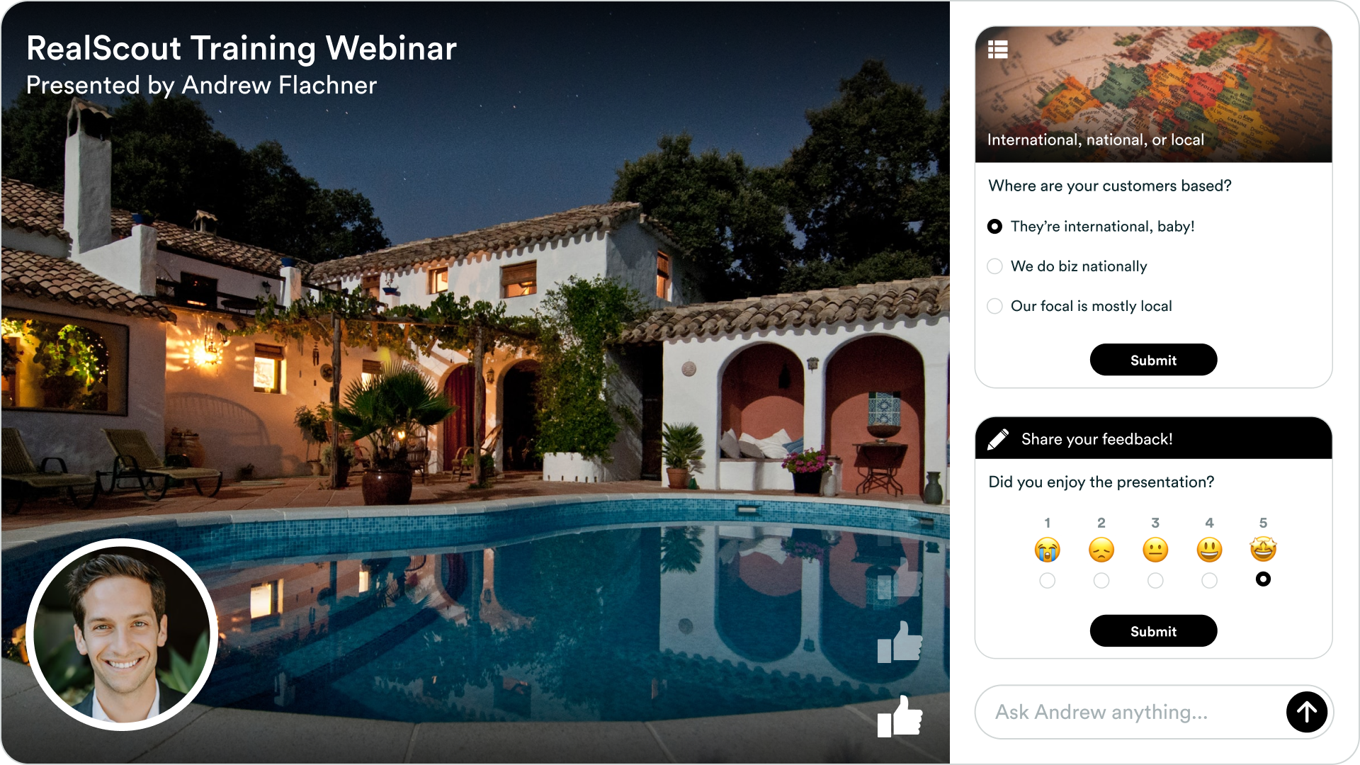 eWebinar presentation room with RealScout webinar