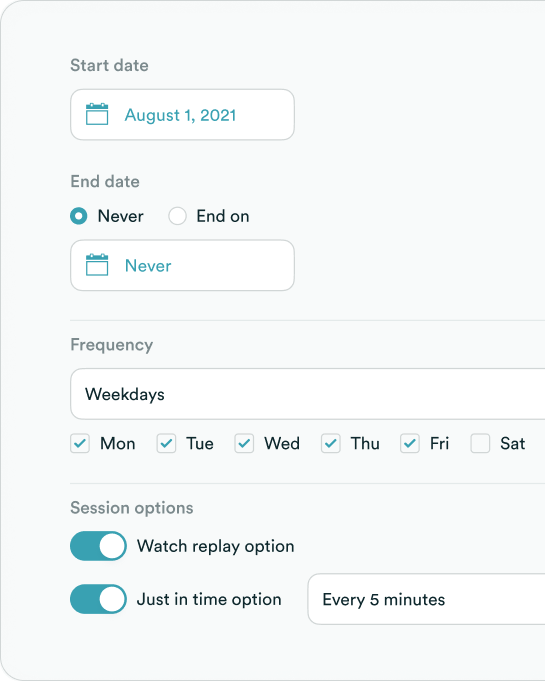 Recurring schedule screenshot