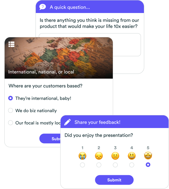 eWebinar interactions (question, poll, and feedback)