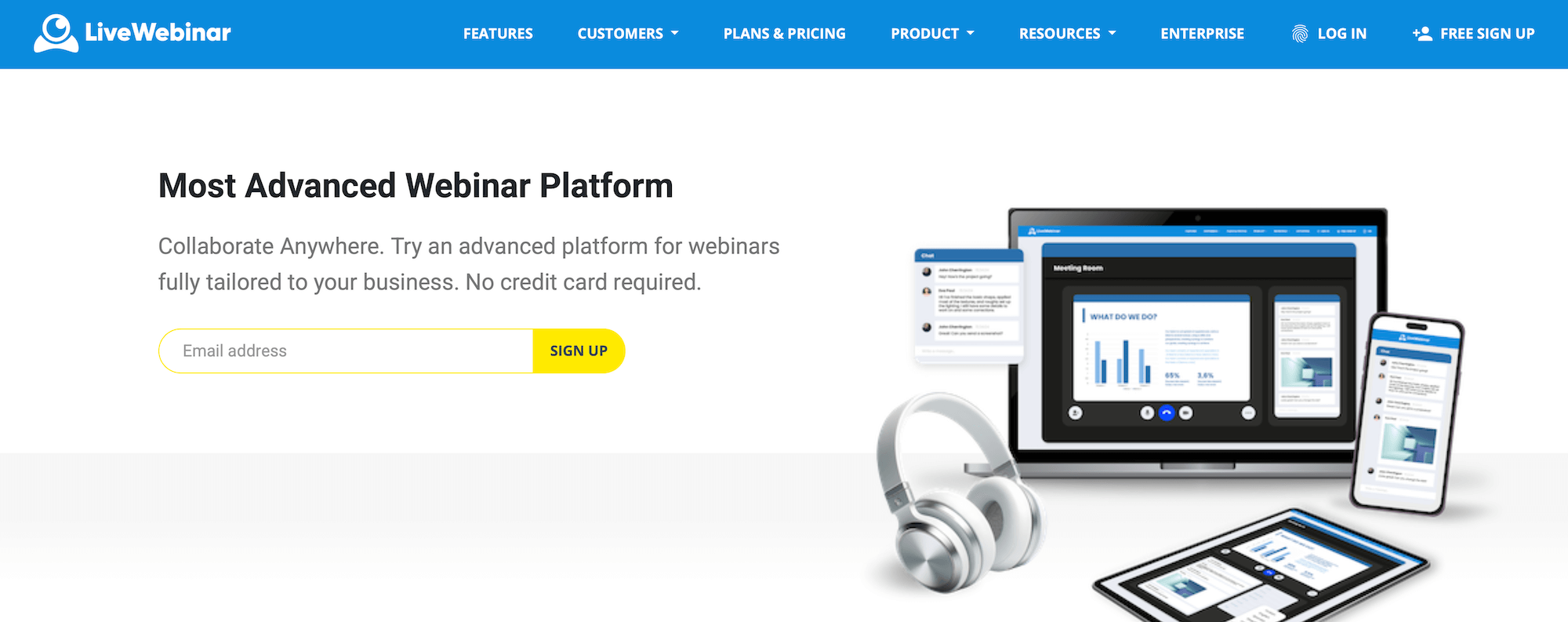 LiveWebinar homepage: Most Advanced Webinar Platform