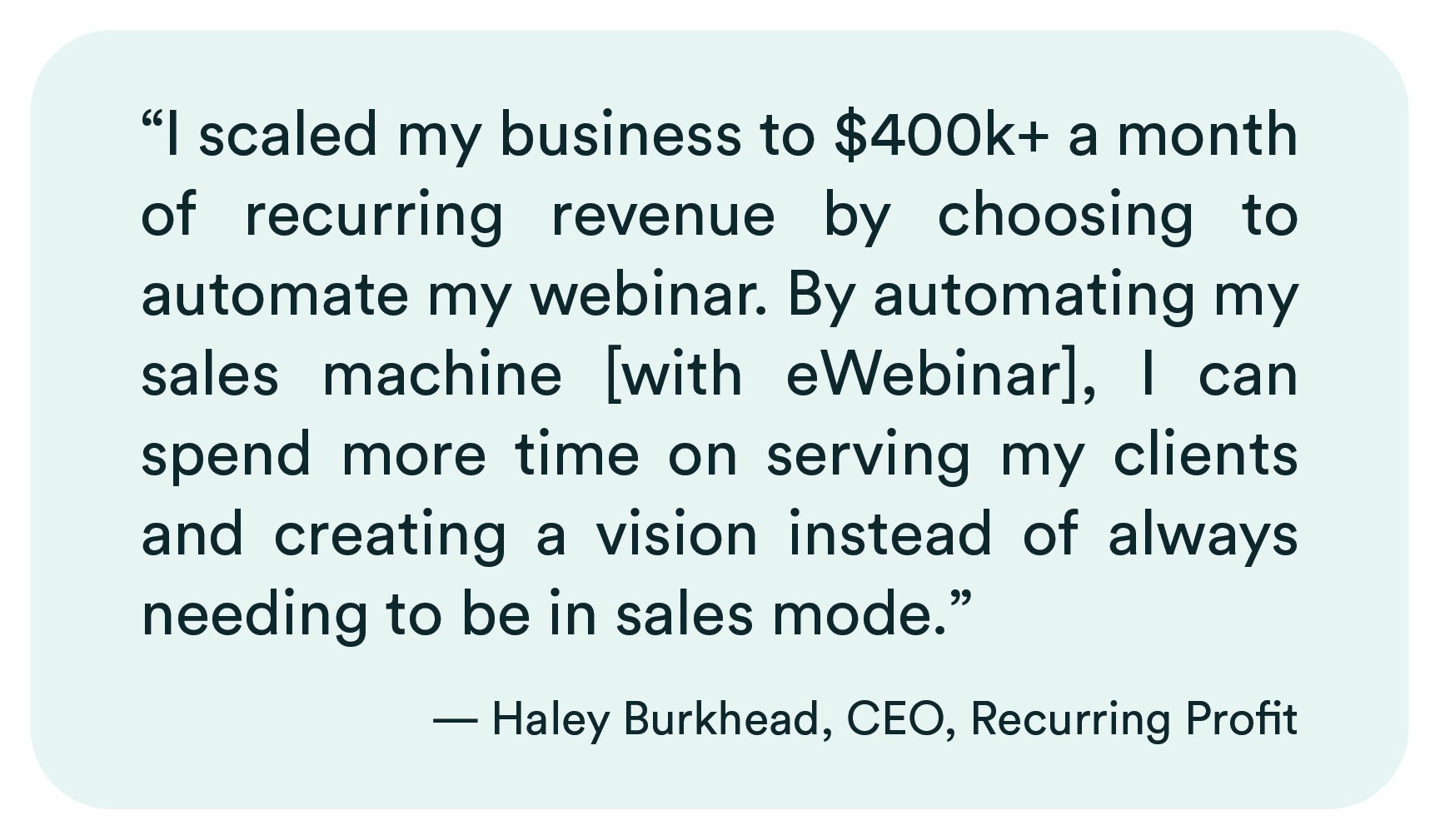 Recurring-Profit-eWebinar Testimonial Haley Burkhead