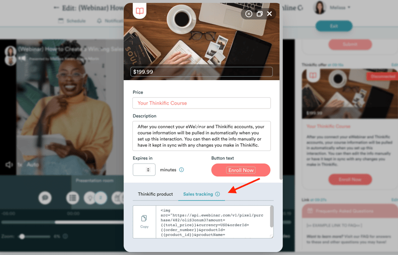 sales tracking code  in special offer card