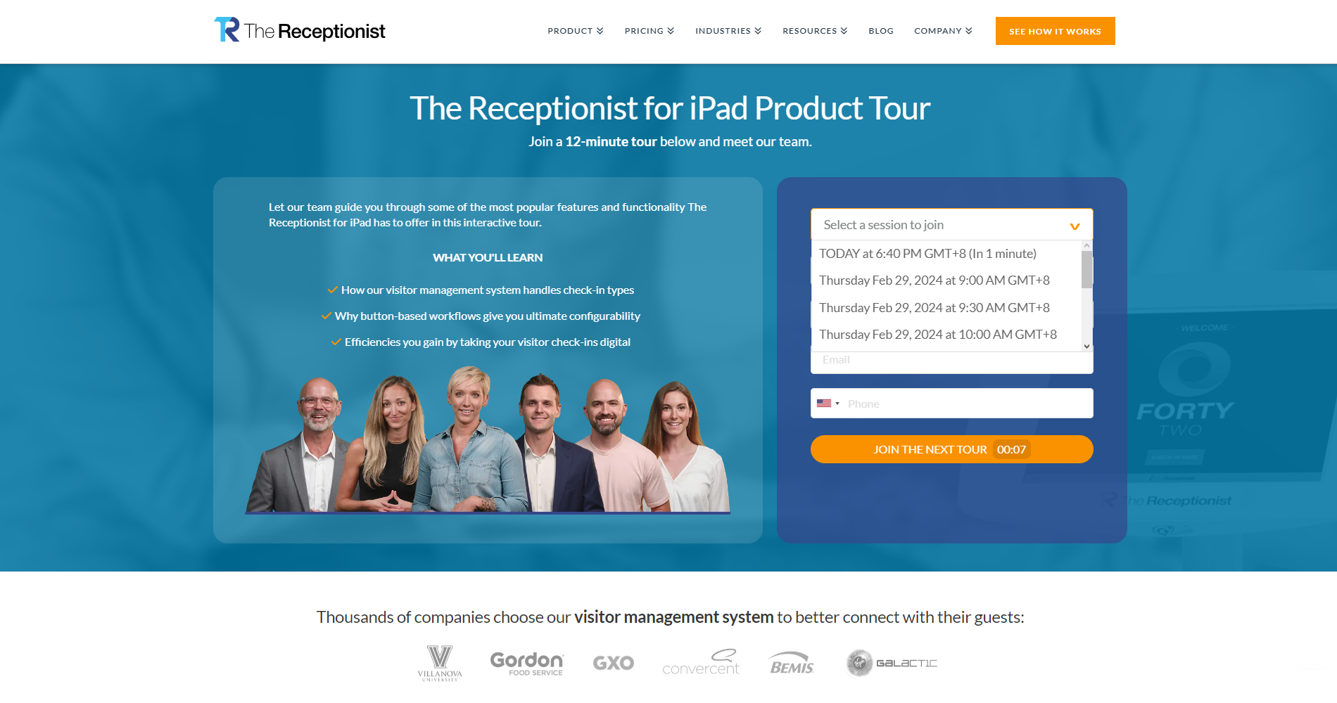 The-Receptionist-registration-page