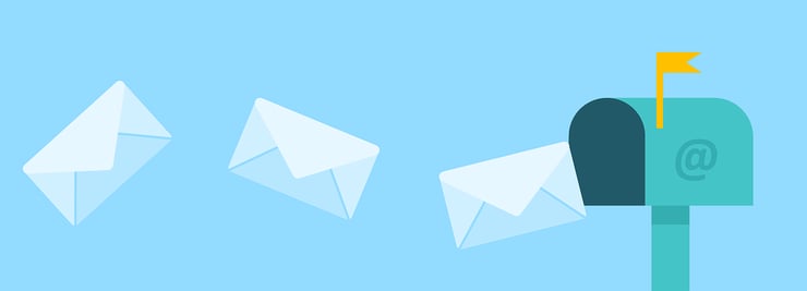 Three envelopes flying into mailbox