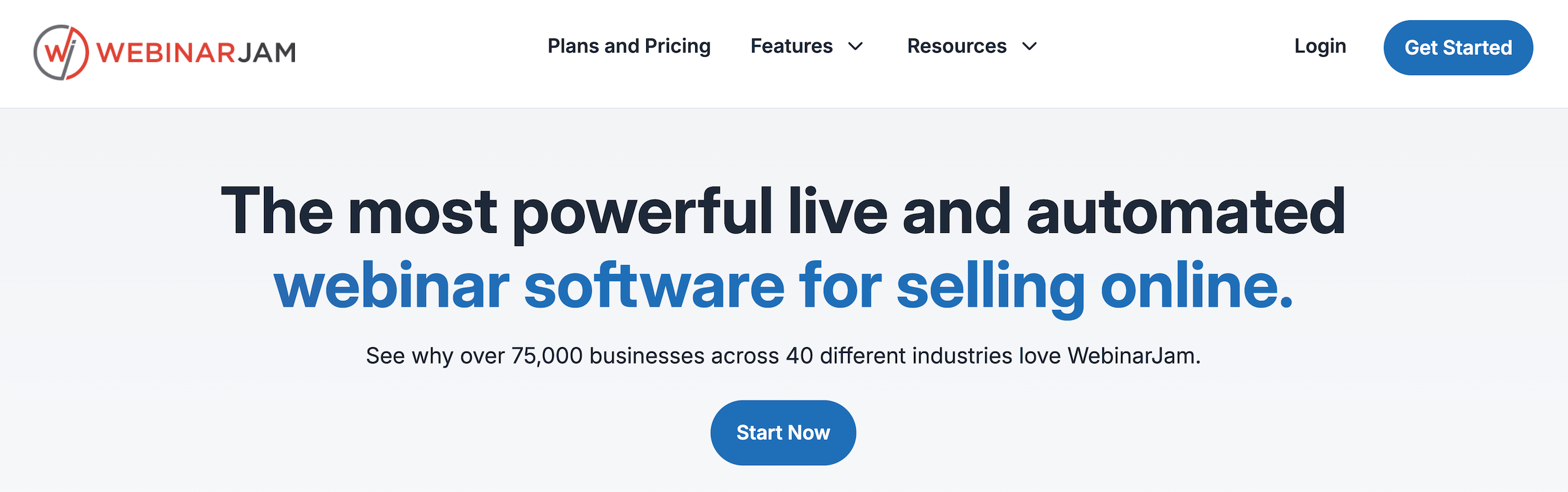 WebinarJam homepage: The most powerful live and automated webinar software for selling online.