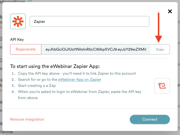 Zapier dialog