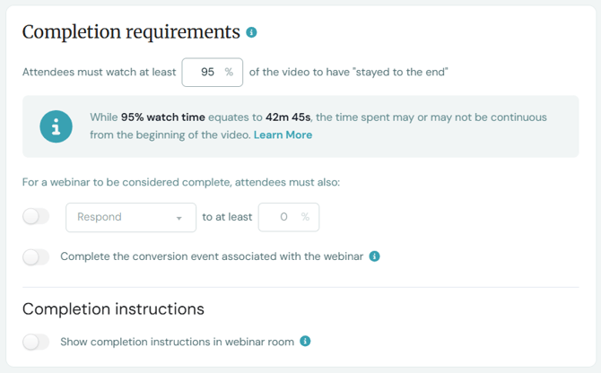 completion requirements updated