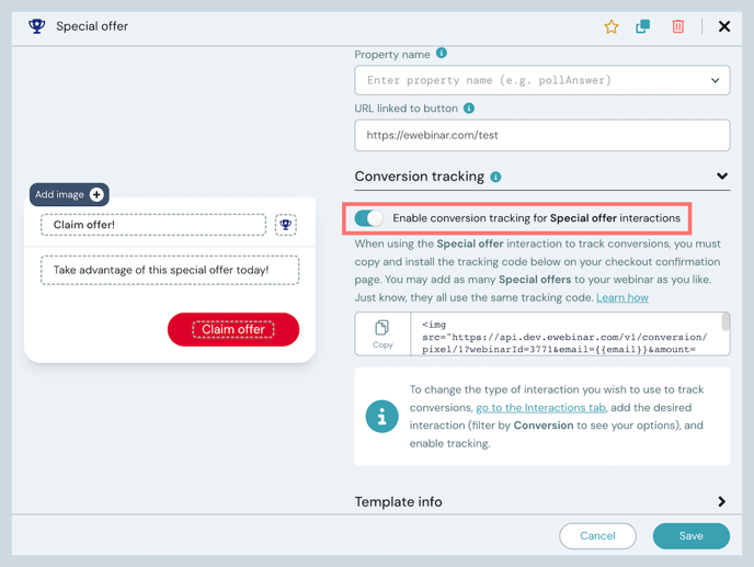 conversion tracking enabled