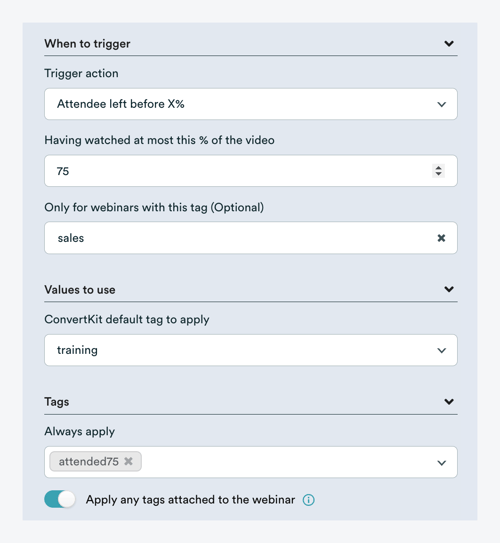 eWebinar integration settings