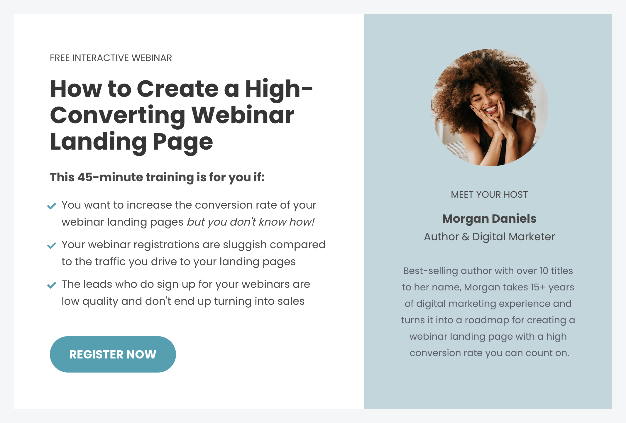 Leadpages webinar landing page template