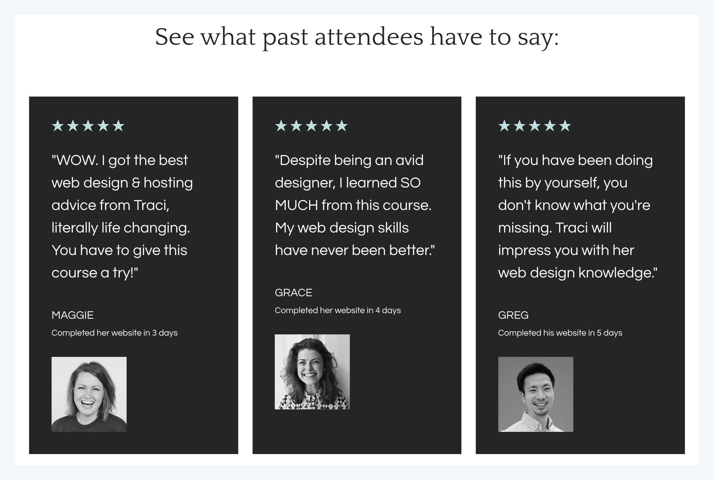 landing page testimonials