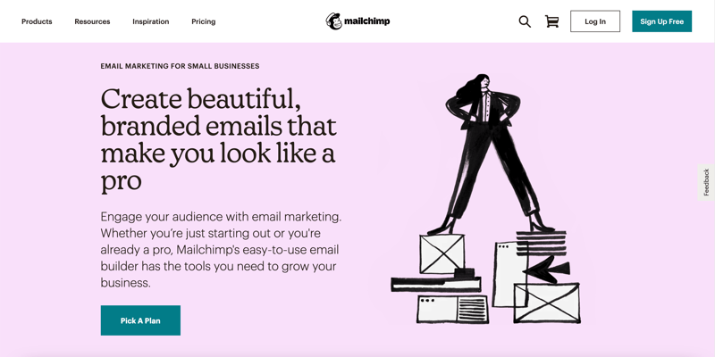 Mailchimp email marketing webpage