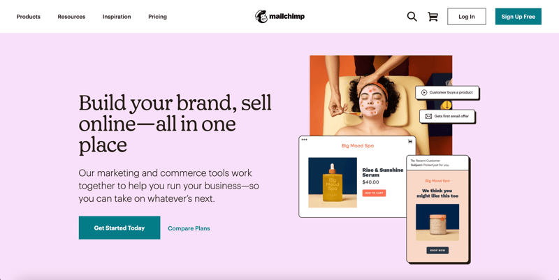 Mailchimp home page