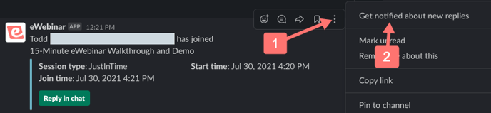 Option to get notified about new replies in Slack
