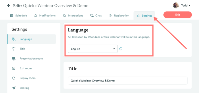 supported languages in eWebinar