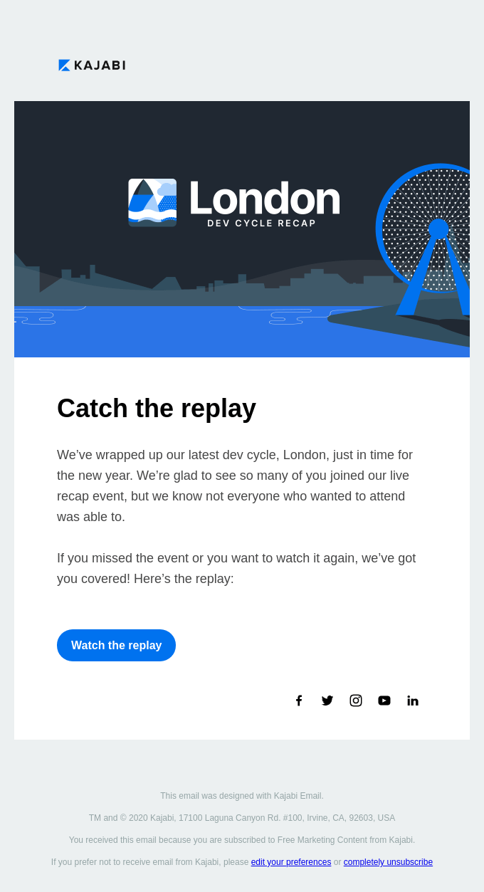 Thanks for attending email from Kajabi