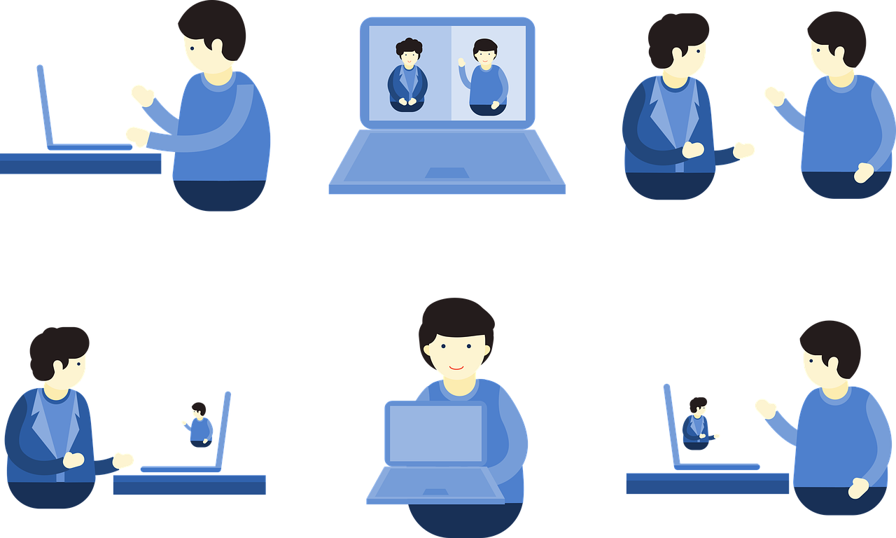 Man using a laptop computer for online meeting