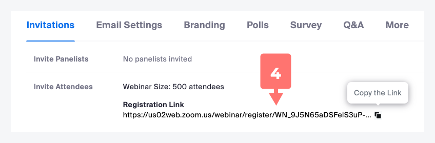 copy registration page link