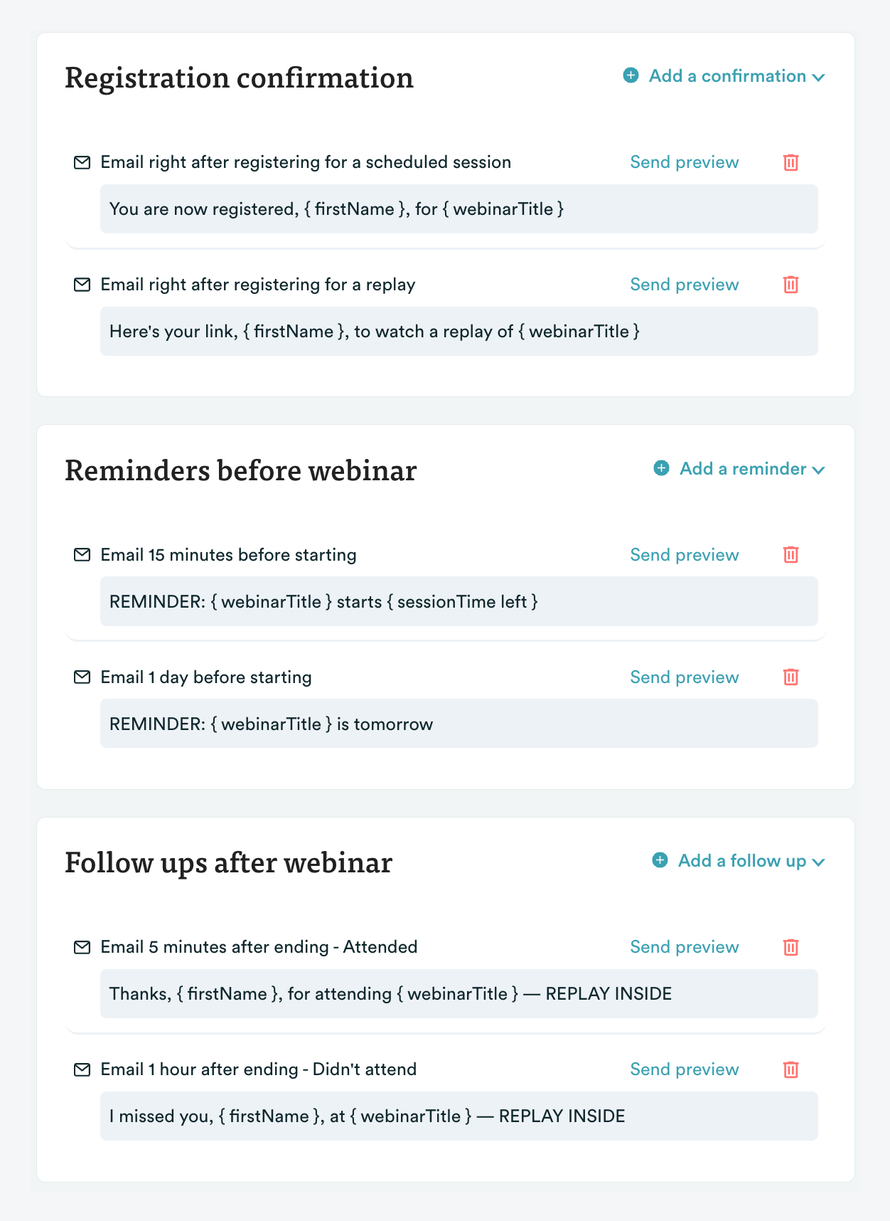 default email notifications