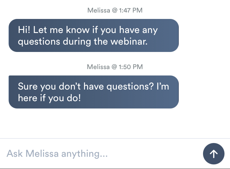 eWebinar Private Message interaction
