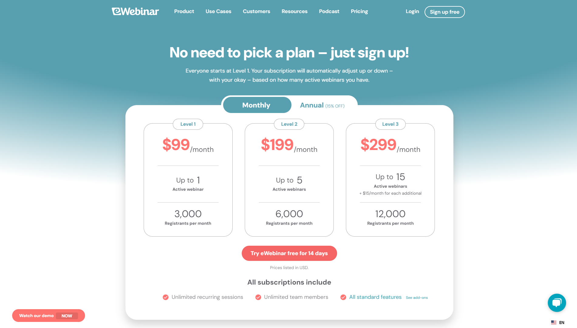 eWebinar-pricing-page