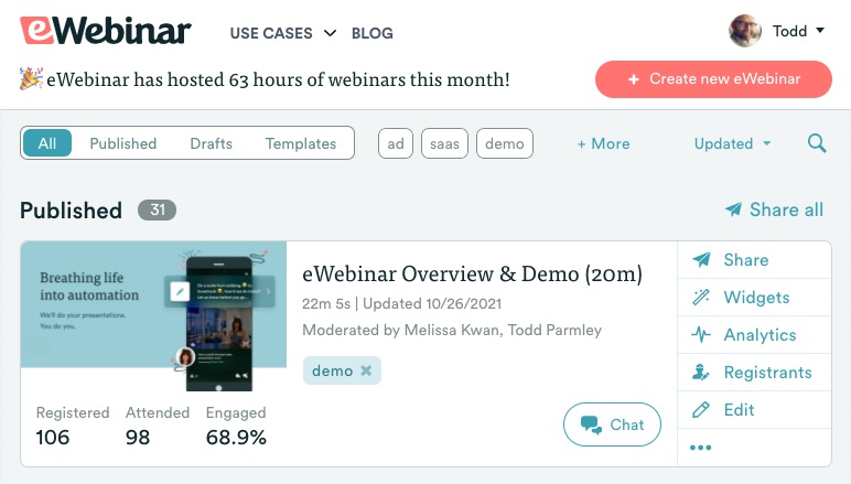 New eWebinar homepage