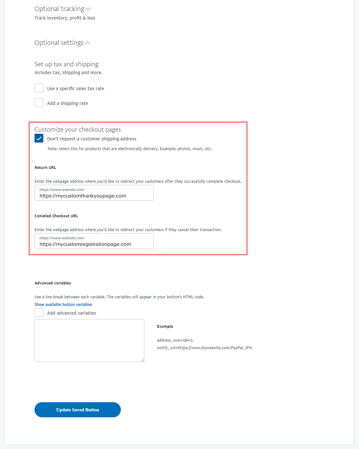 paypal button step 3 option 2