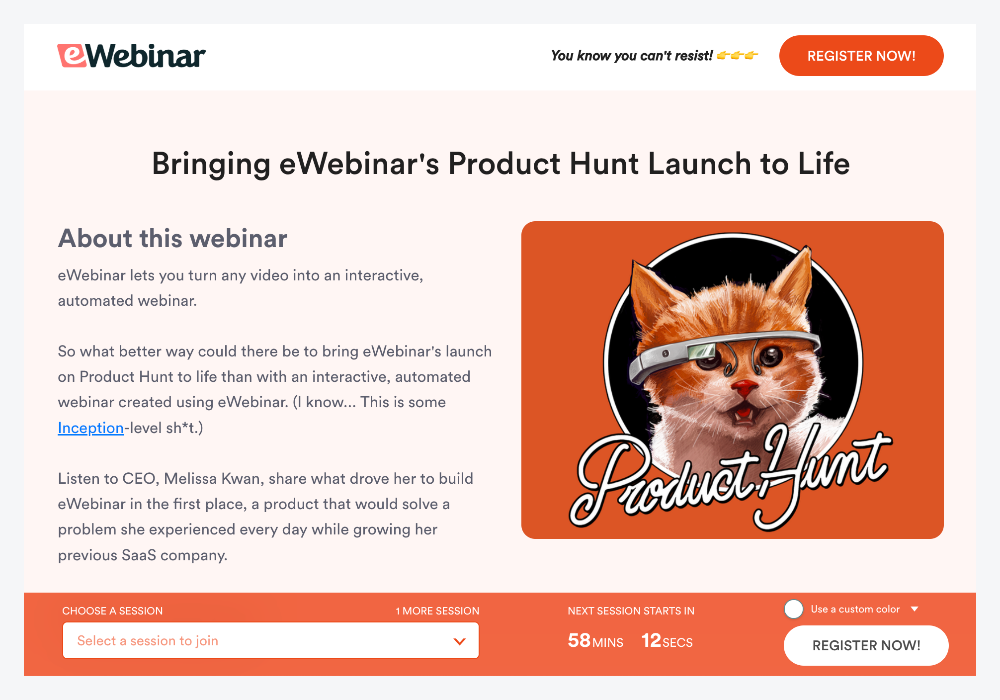 Product Hunt registration page