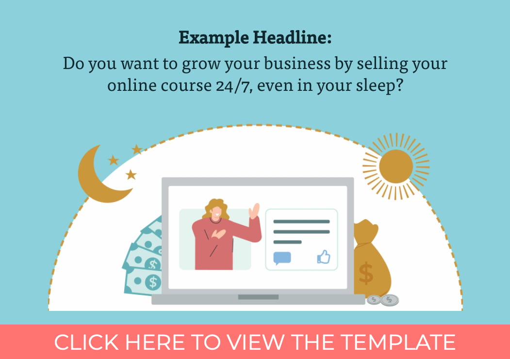 Header of a sample course sales page