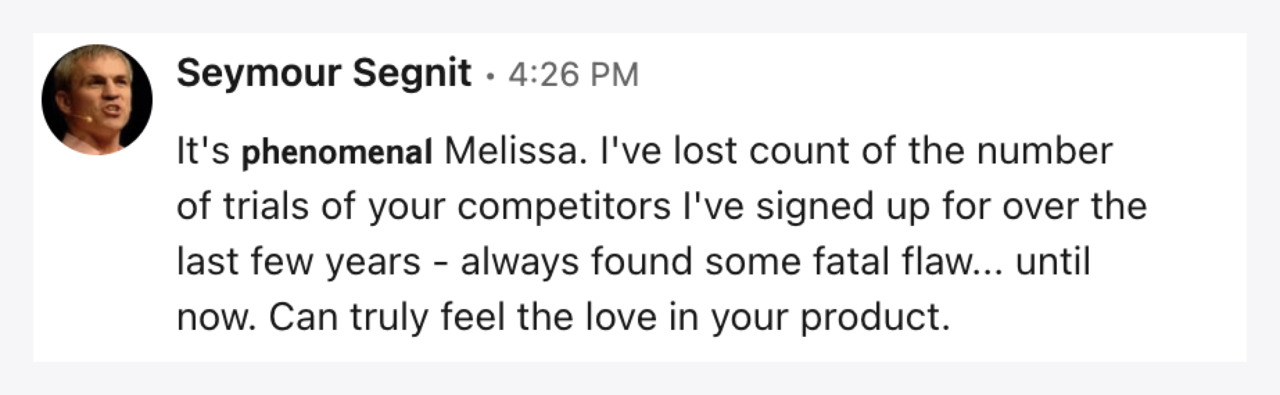 Testimonial from Seymour Segnit