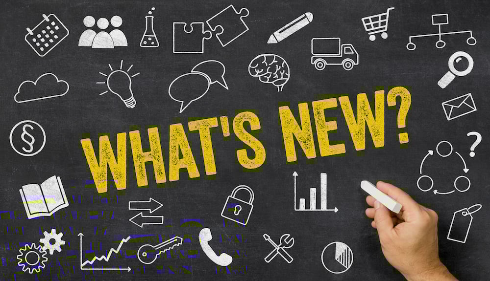 What's new? surrounded by lots of different icons