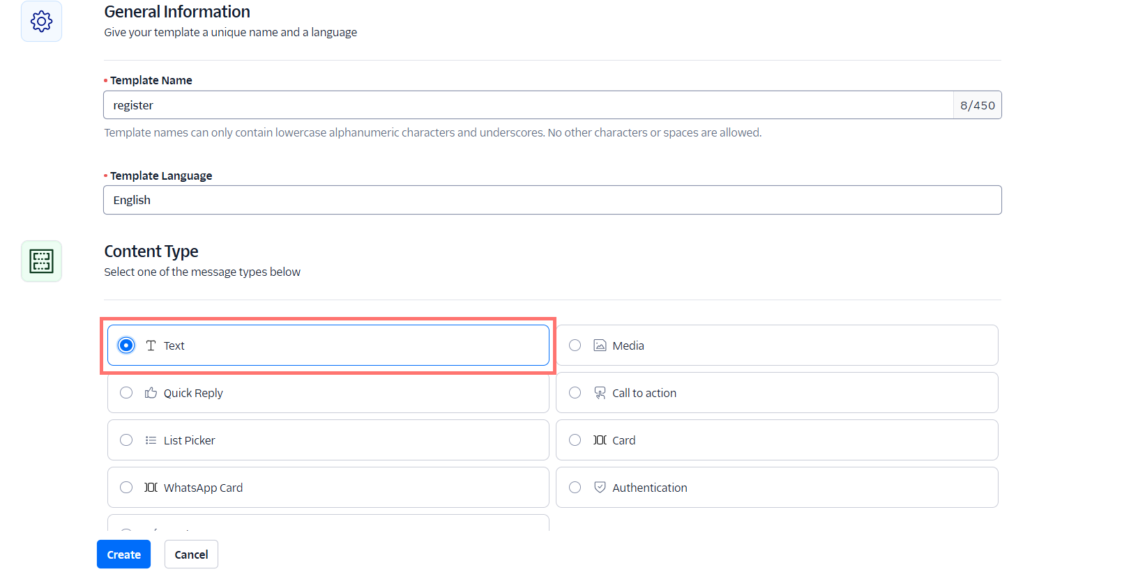 twilio create template 2
