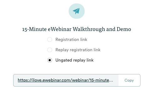 Share modal with ungated replay link